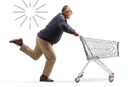 Man pushing shopping cart
